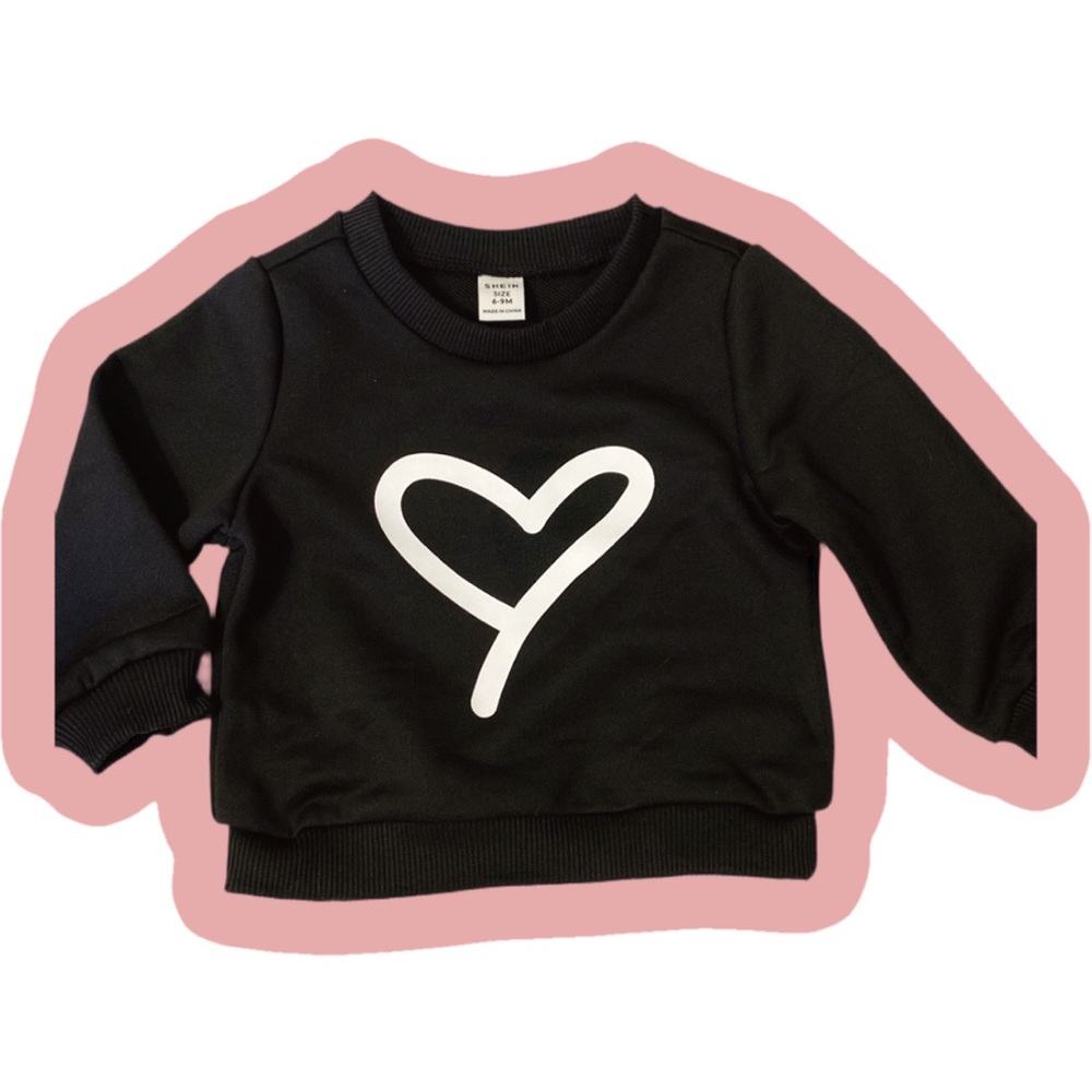 Baby Black and White Heart Sweatshirt